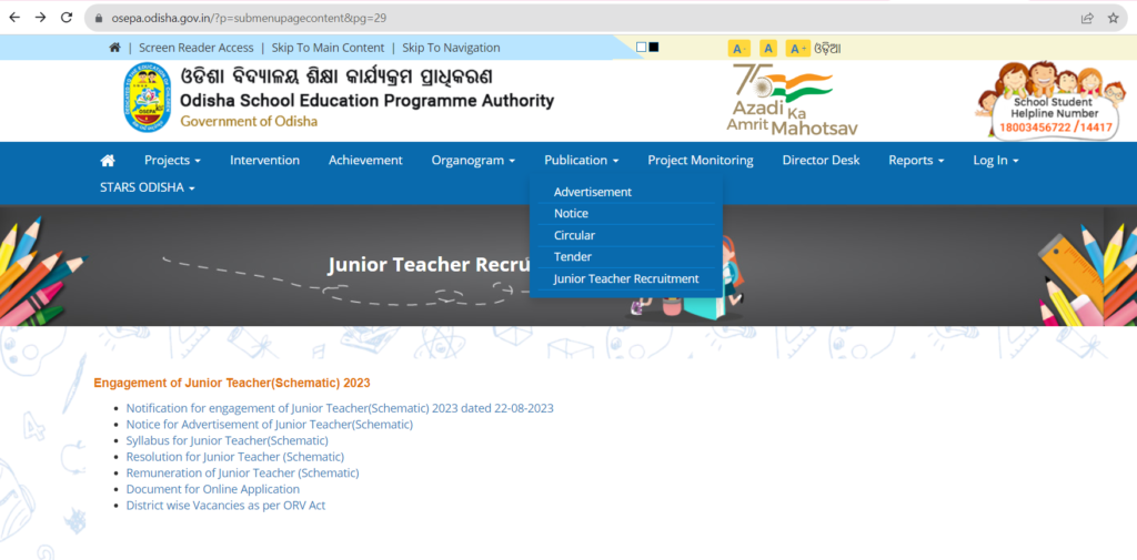 OSEPA Odisha Junior Teacher Recruitment 2023