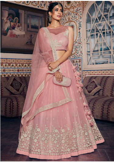 Salmon pink lehenga 