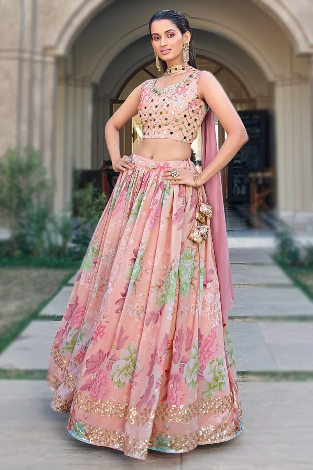 Salmon pink lehenga 