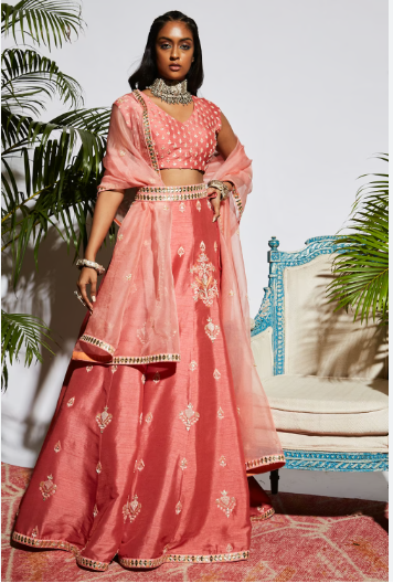 Salmon pink lehenga 