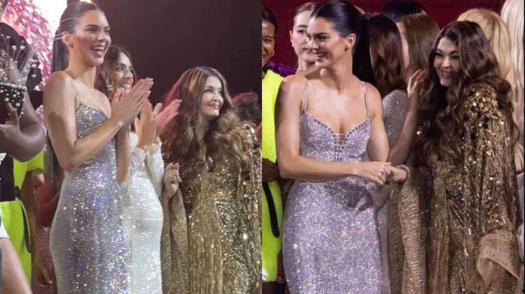 Aishwarya Rai Bachchan and Aaradhya Pose with Kendall Jenner, Aishwarya Rai Bachchan, Kendall Jenner, Aaradhya Bachchan 