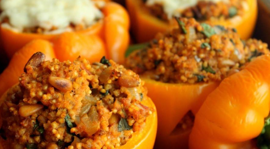 milet-stuffed bell peppers