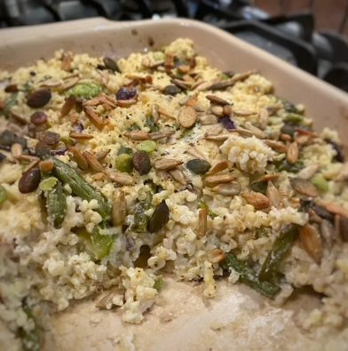 Milet Casserole with Seasonal Greens