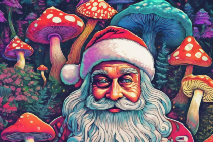 psychedelic mushrooms and santa, psychedelic mushrooms, psychedelic mushrooms art, how to grow psychedelic mushrooms, santa tracker, santa claus, christmas, merry christmas, christmas tree shop