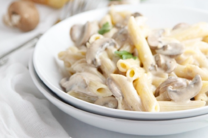 Millet Fusilli with Creamy Mushroom Sauce, Pasta