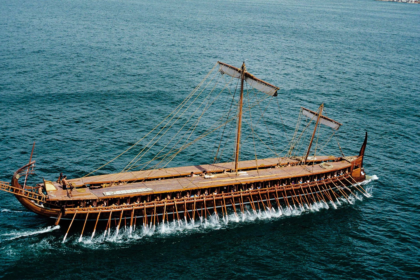 trireme, trireme ship, greek trireme, mediterranean sea,