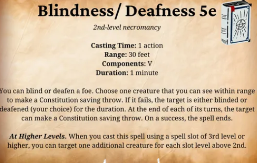 Blindness Deafness 5e