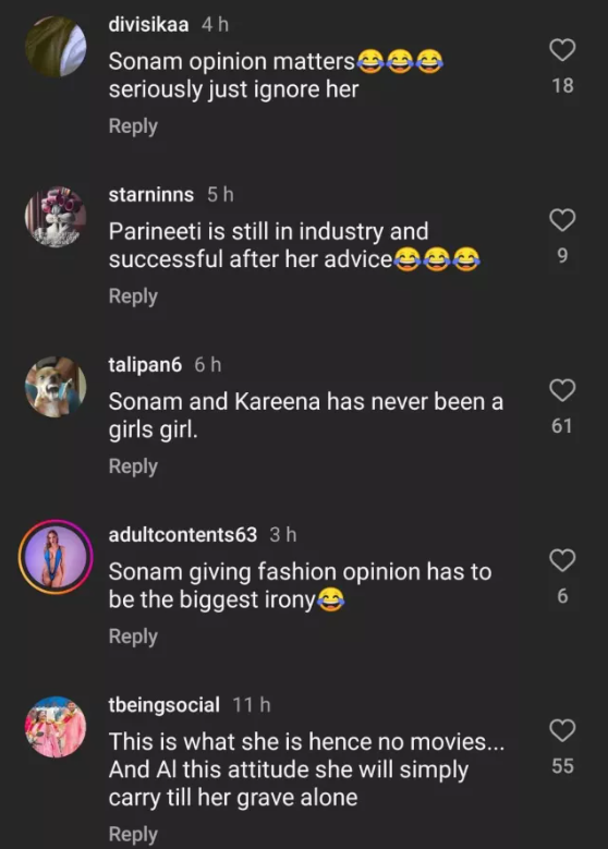 sonam-kapoor advised parineeti and alia, Netizens Reaction