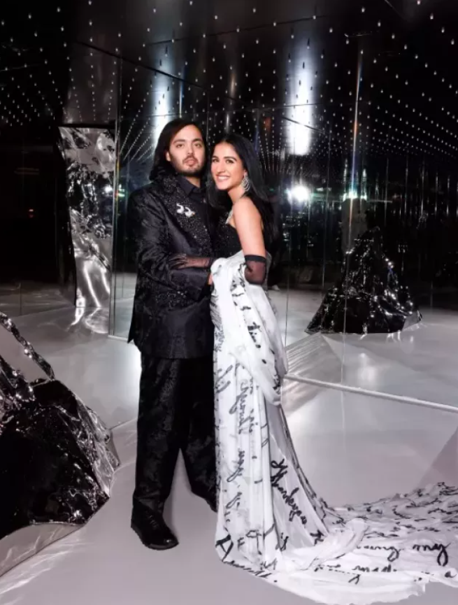 Radhika Merchant gently places her head on fiancé Anant Ambani's chest