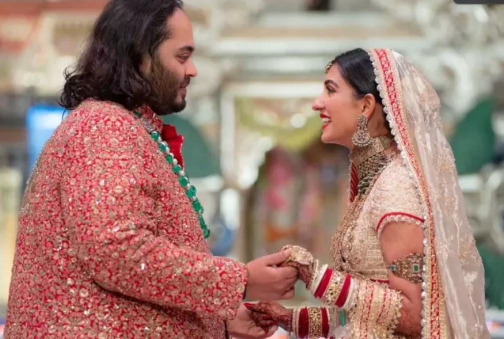 Anant Ambani and Radhika Merchant's first glimpse as they marry