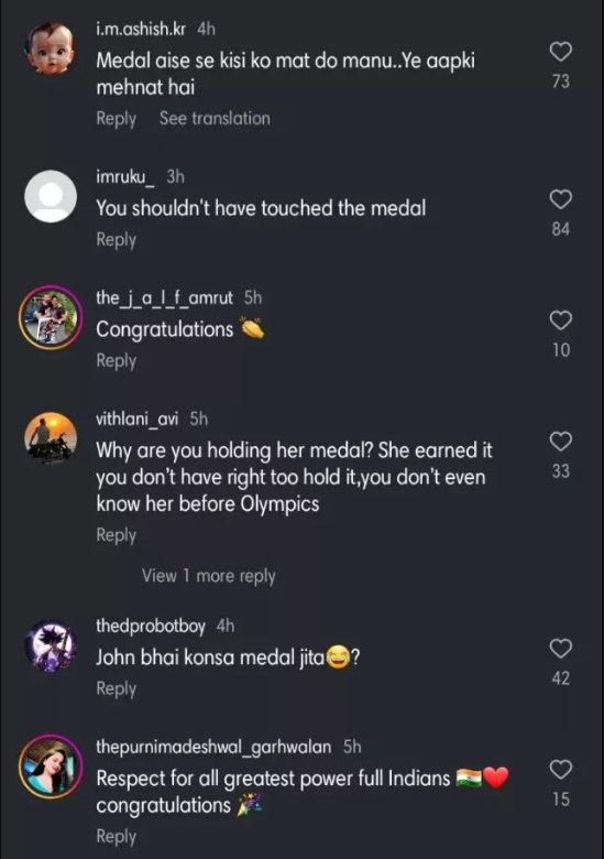 Netizens criticized John for clutching Manu Bhaker's Olympic gold in his hand