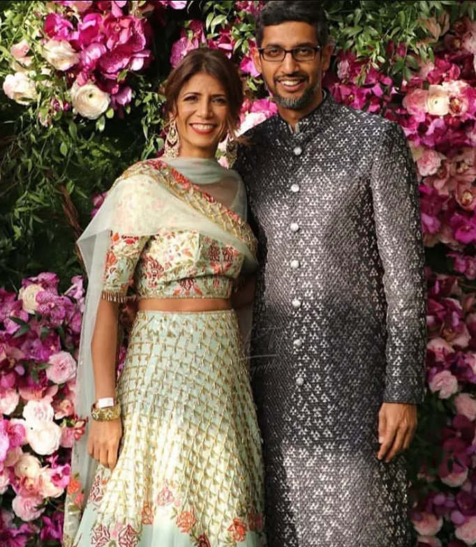 Sundar Pichai's wife, Anjali Pichai, and their two kids, Kavya and Kiran