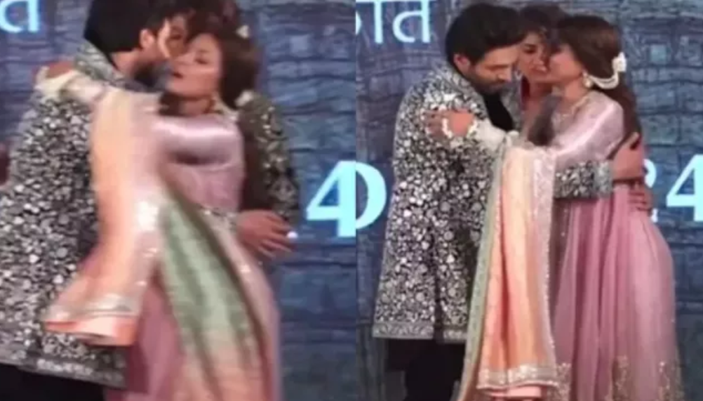 Hina Khan nearly fell off, but Kartik Aaryan saved her while on the ramp