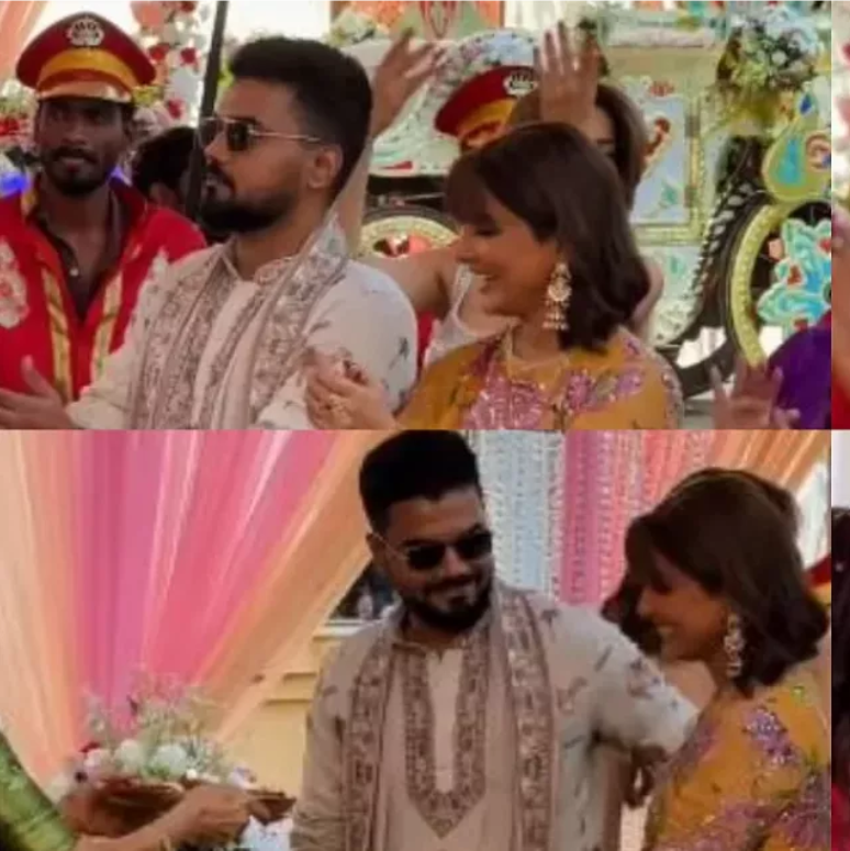 Hina Khan blushes when Rocky Jaiswal enters with baraat